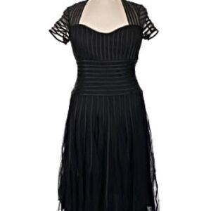 JS Collections Black Short-Sleeve Fit-and-Flare Formal Cocktail Dress Size 18